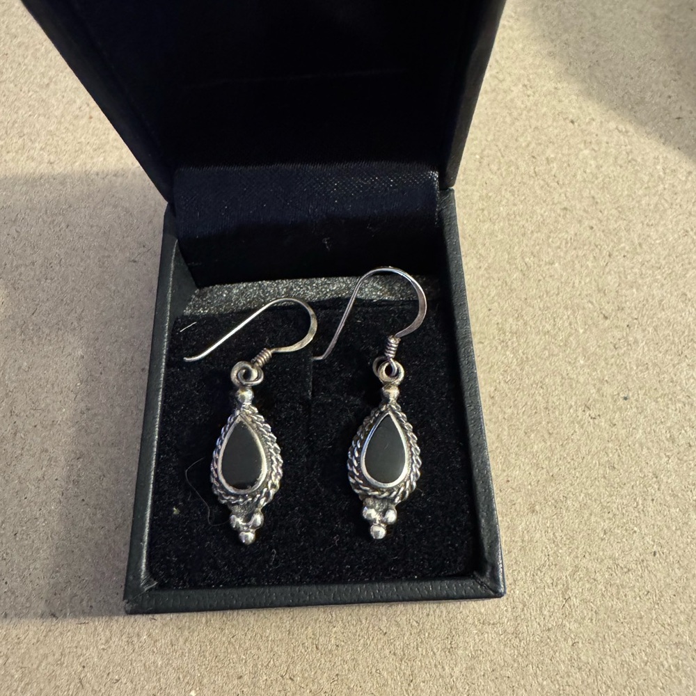 Elegant Sterling Silver & Black Onyx Drop Earrings